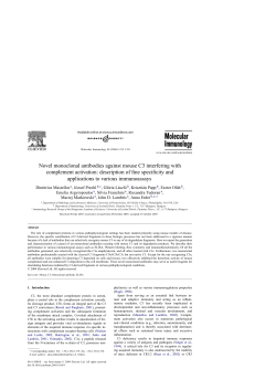 Novel monoclonal antibodies against mouse C3