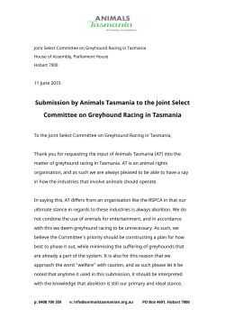 Submission by Animals Tasmania to the Joint Select Committee on