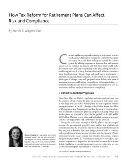 How Tax Reform for Retirement Plans Can Affect Risk and