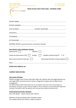 Rapid Access Chest Pain Clinic Referral Guide