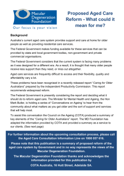 Proposed Aged Care Reform - What could it mean for me?