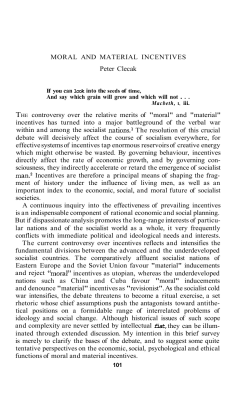 MORAL AND MATERIAL INCENTIVES