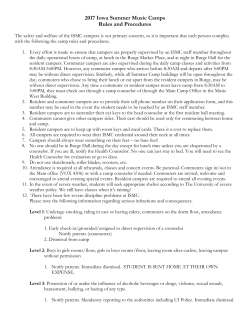 2017 Iowa Summer Music Camps Rules and Procedures