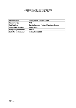 Review Date: Spring Term: January 2017 Reviewed by: JVH