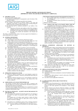 private motor car insurance policy [important note: please read this