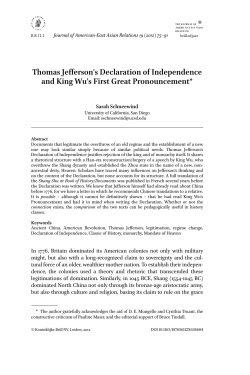 Thomas Jefferson`s Declaration of Independence and King Wu`s