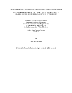 FIRST NATIONS` SELF-GOVERNMENT, INDIGENOUS SELF