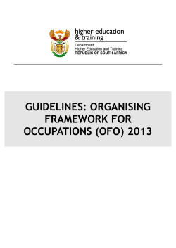 GUIDELINES: ORGANISING FRAMEWORK FOR OCCUPATIONS