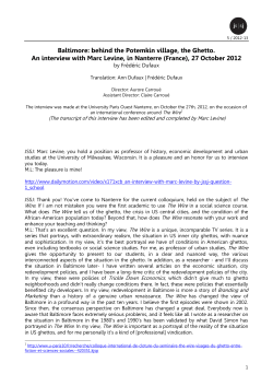 behind the Potemkin village, the Ghetto. An Interview with Marc Levine