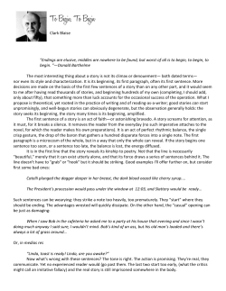 To Begin, To Begin - GDHS English Department