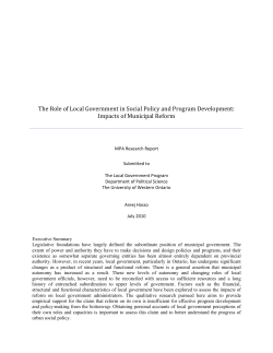 The Role of Local Government in Social Policy and Program