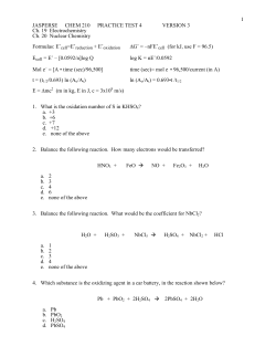 1 JASPERSE CHEM 210 PRACTICE TEST 4 VERSION 3 Ch. 19