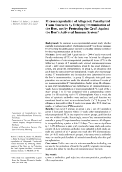 Microencapsulation of Allogeneic Parathyroid Tissue Succeeds by