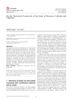 On the Theoretical Framework of the Study of Discourse Cohesion
