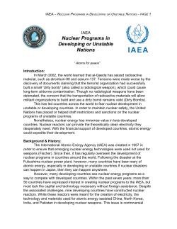Nuclear Programs in Developing or Unstable Nations