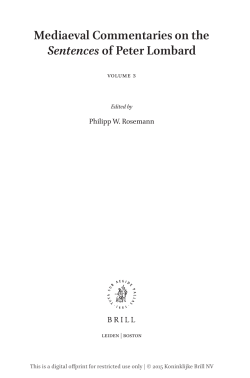 John Major`s (Mair`s) Commentary on the Sentences of Peter