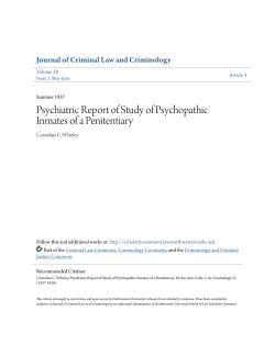 Psychiatric Report of Study of Psychopathic Inmates of a Penitentiary