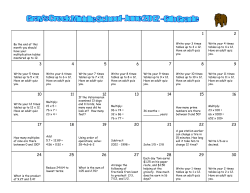 Summer Math Calendar 2012 6th