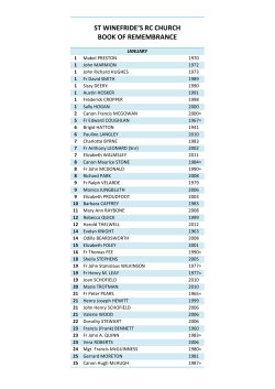 ST WINEFRIDE`S RC CHURCH BOOK OF REMEMBRANCE