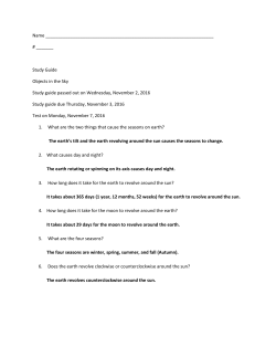 Name # ______ Study Guide Objects in the Sky Study guide p