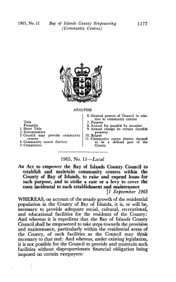 1965 No 11 Bay of Islands County Empowering (Community