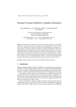 Semantic Textual Similarity in Quality Estimation