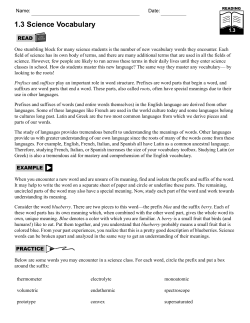 1.3 Science Vocabulary
