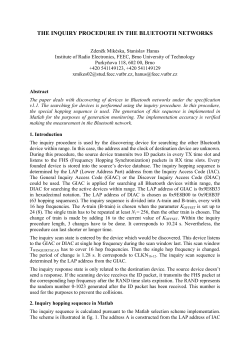 THE INQUIRY PROCEDURE IN THE BLUETOOTH NETWORKS