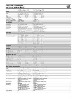 2016 Golf SportWagen Technical Specifications