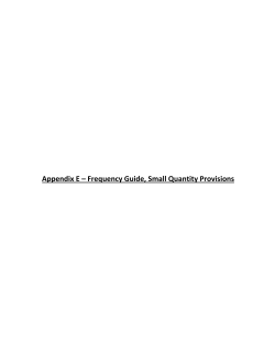 Appendix E - Frequency Guide, Small Quantity Provisions