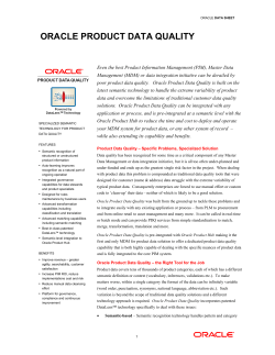 ORACLE PRODUCT DATA QUALITY