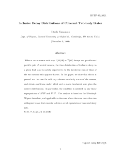 Inclusive Decay Distributions of Coherent Two