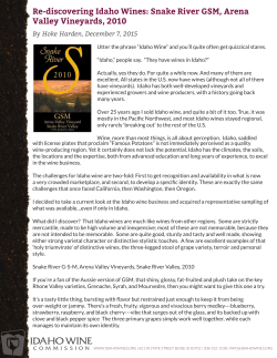 Re-discovering Idaho Wines: Snake River GSM, Arena Valley