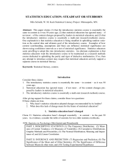 Statistics Education: Steadfast or Stubborn