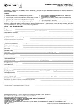 if I have a Simplicity, Striker or Defender policy Death claim