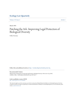 Patching the Ark: Improving Legal Protection of Biological Diversity