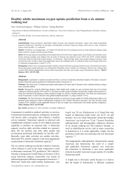 Healthy adults maximum oxygen uptake prediction from a six minute