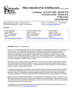 Pre Medical and Pre Osteopathic Medicine - CSU