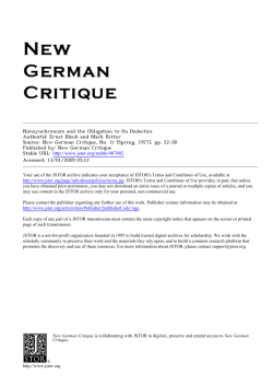 Nonsynchronism and the Obligation to Its Dialectics Author(s): Ernst