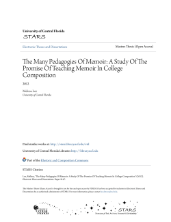 The Many Pedagogies Of Memoir: A Study Of The Promise