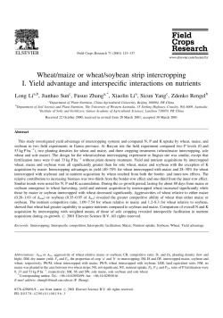 Wheat/maize or wheat/soybean strip intercropping I. Yield