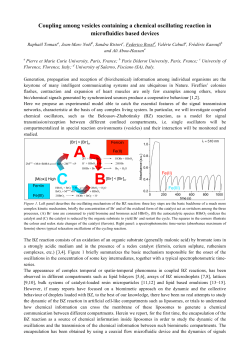 Coupling among vesicles containing a chemical oscillating