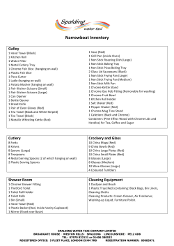 Narrowboat Inventory to go with Boat