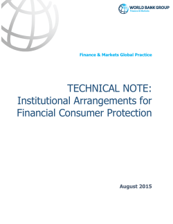 Institutional Arrangements for Financial Consumer Protection