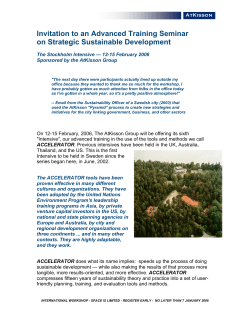 Invitation to an Advanced Training Seminar on Strategic Sustainable