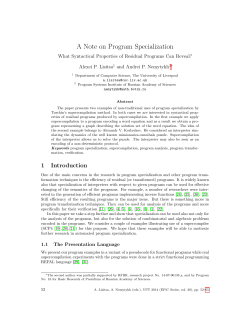 A Note on Program Specialization