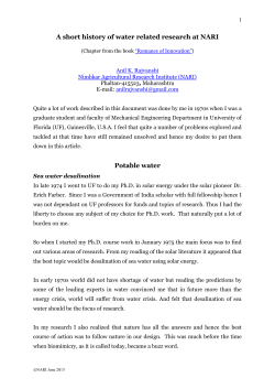 History of water related research. - Nimbkar Agricultural Research