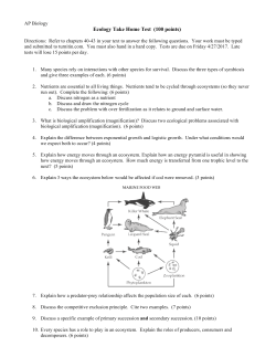 Ecology Take Home Test (100 points)