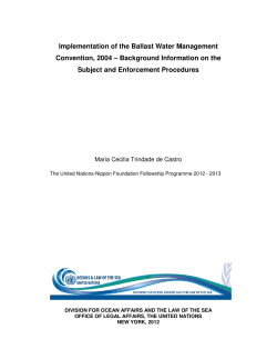 Implementation of the Ballast Water Management Convention, 2004
