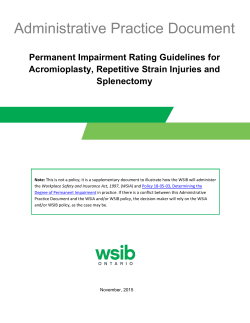 Permanent Impairment Rating Guidelines for Acromioplasty